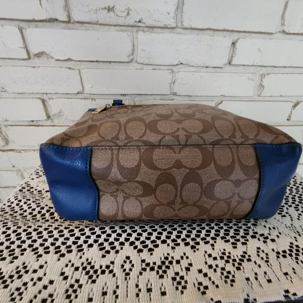 Like New Coach Signature Blue Outline Satchel Tote Bag